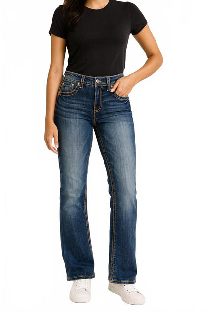 Grace In LA Mid-Rise Bootcut Jean Blue 27 2