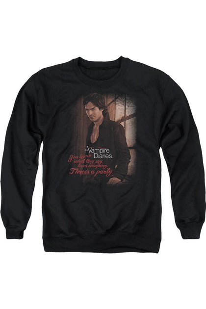 Gildan Vampire Diaries Threes A Party Crewneck Sweatshirt Black Medium 2