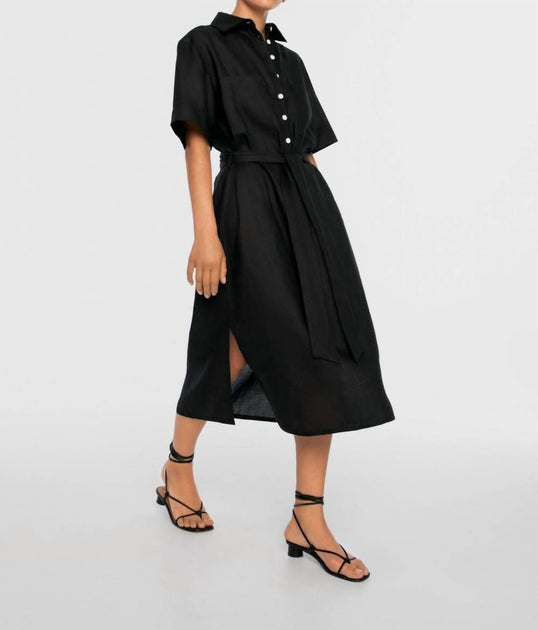 Dāl the Label Midi Shirtdress Black Small 3