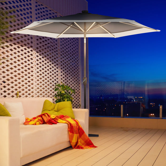 Jonathan Y Spencer Market Patio Umbrella Blue Beige 9 ft 4