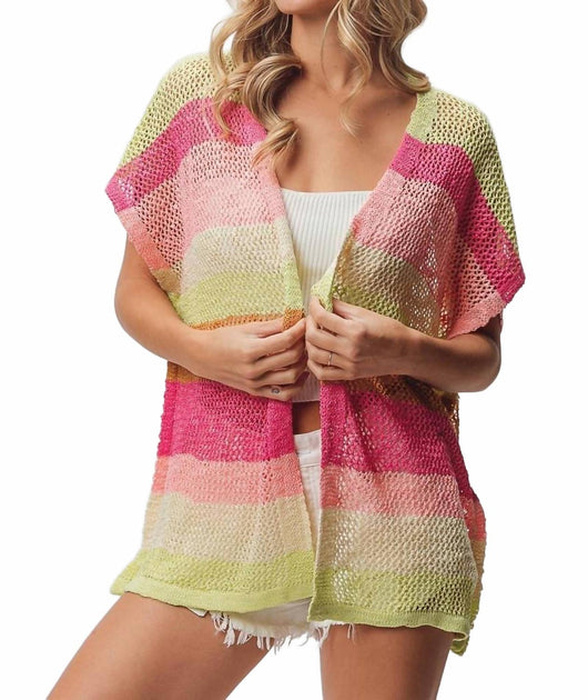 BiBi Open Knit Cardigan Multi Medium 2