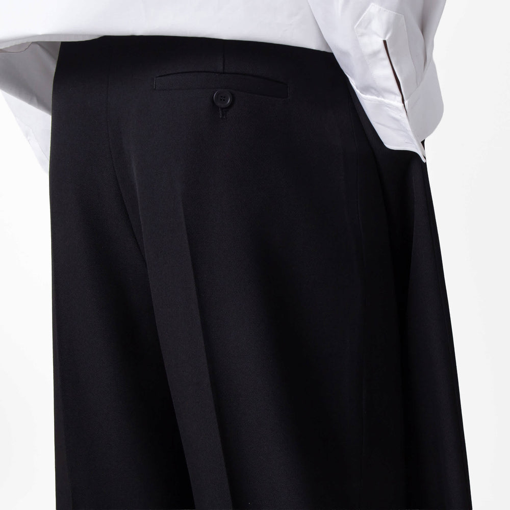 Balenciaga Men's Double Front Ironed Pleats Twill Wide-leg Pant