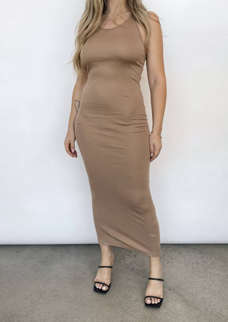 Enza Costa Racer Maxi Dress Brown Small 2