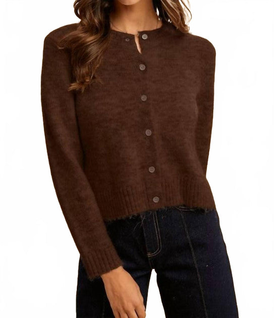 AnnieWear Melange Cropped Cardigan Brown Medium 2