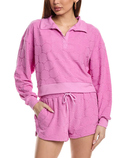 Beach Riot Martina Polo Pullover Pink Medium 2