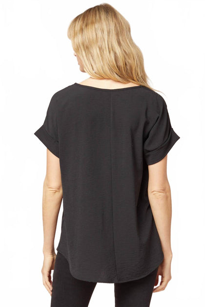 Entro Short Sleeve Scoop Neck Top Black Large 4