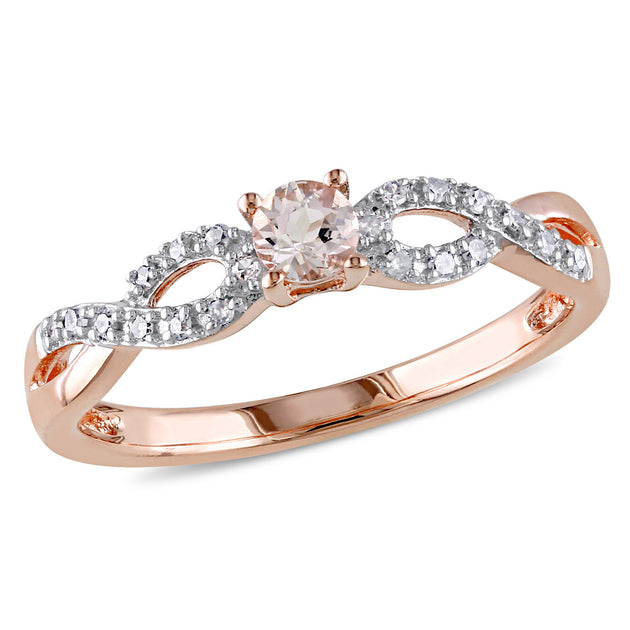 Mimi & Max Morganite Diamond Infinity Ring Silver US 7 2
