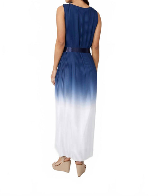 Frank Lyman Ombré Pleated Long Dress Blue US 12 3