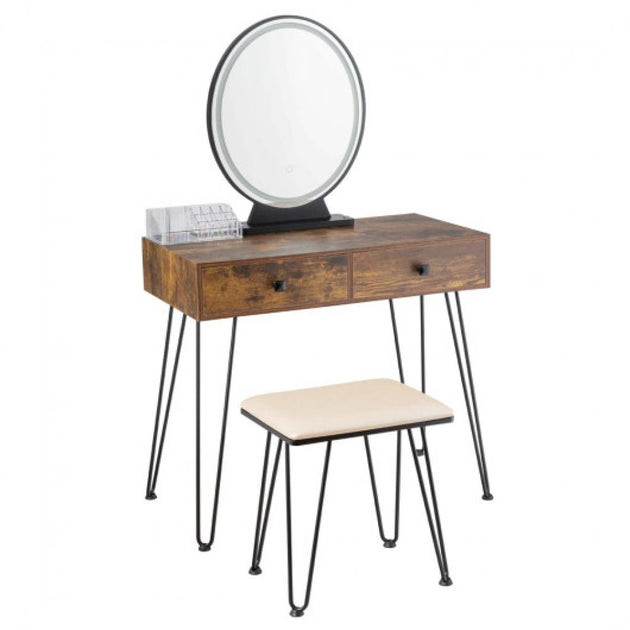 Hivvago Industrial Makeup Dressing Table Rustic Brown 3