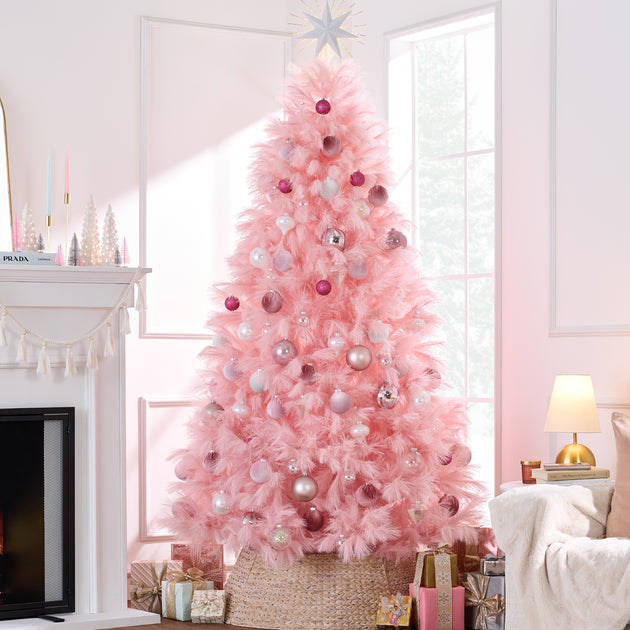 Best Choice Products Artificial Pampas Christmas Tree Pink 6ft 2