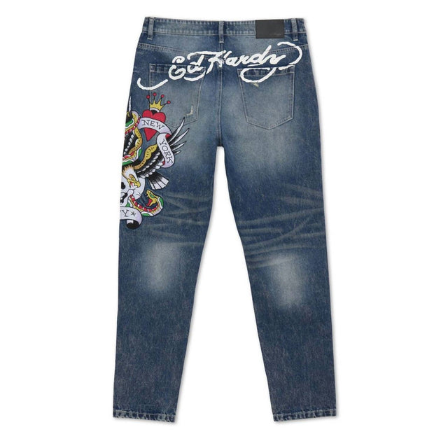 Ed Hardy NYC Eagle Skull Slim Taper Jean Blue US 36 3
