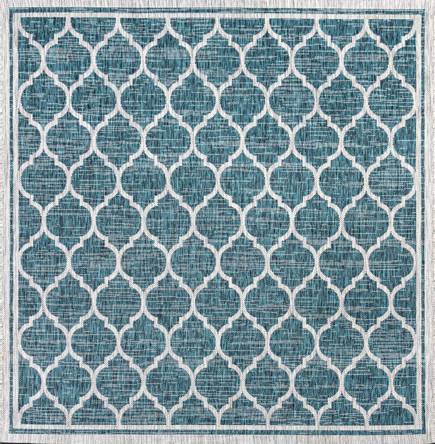Jonathan Y Trebol Moroccan Trellis Square Area Rug Teal 4