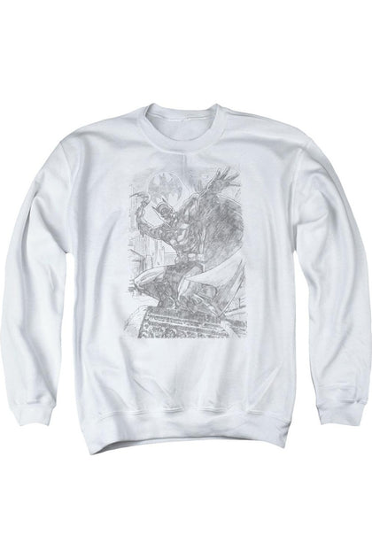 Gildan Batman Pencil Batarang Throw Crewneck Sweatshirt Weiß Small 2