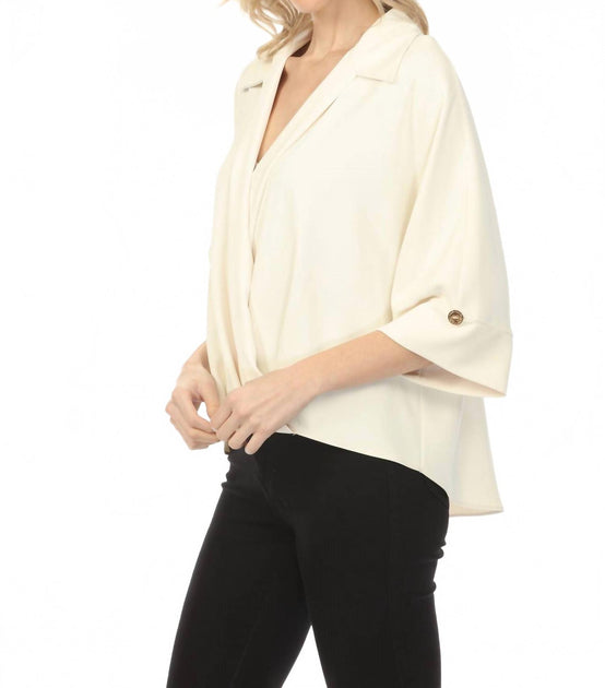 Joseph Ribkoff Surplice Blouson Top Weiß UK 12 4