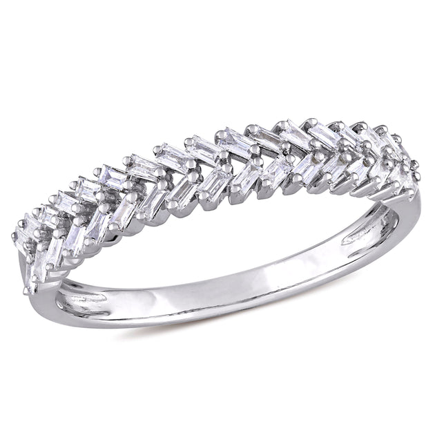 Mimi & Max Semi-Eternity Diamond Ring 14k White Gold Silver US 6.5 2