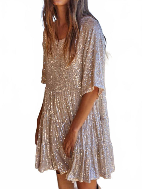 By Together Sequin Babydoll Dress In Gold | ShopSimon By Together Sequin Babydoll Dress In Gold | ShopSimon
