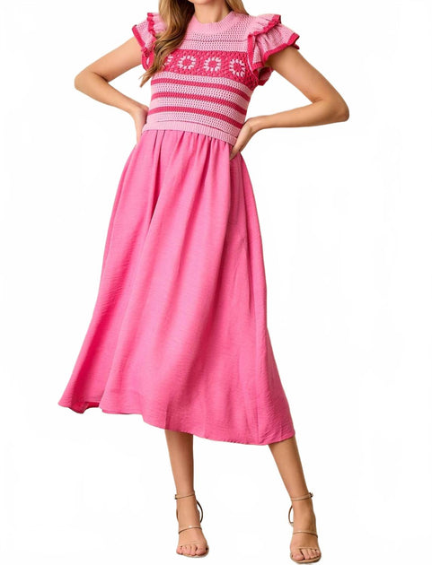 Polagram Häkelkleid Midi Pink Large 2
