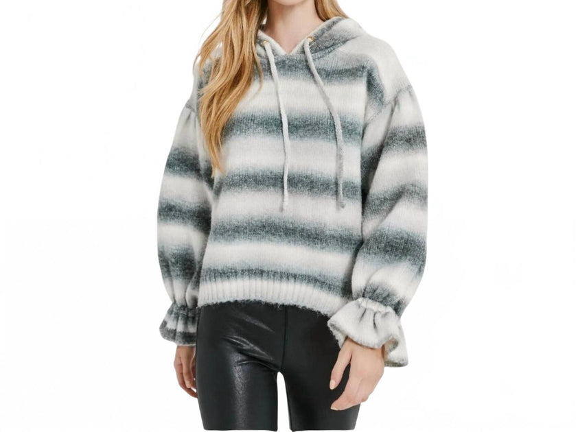 SOMETHING NAVY Ombre Striped Hoodie Blanc XXS 2