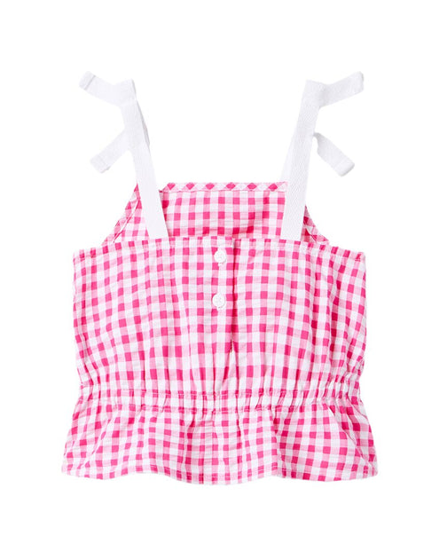 Janie and Jack Gingham Peplum Top Pink US 6 3
