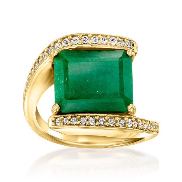 Ross-Simons Emerald Bypass Ring White Topaz Green US 5 2