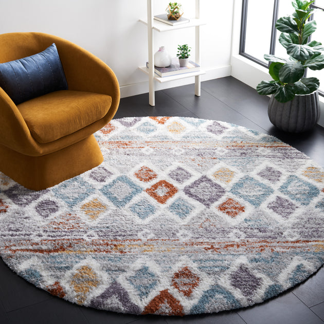 Safavieh Berber Shag Area Rug Blue Rust Ivory 4