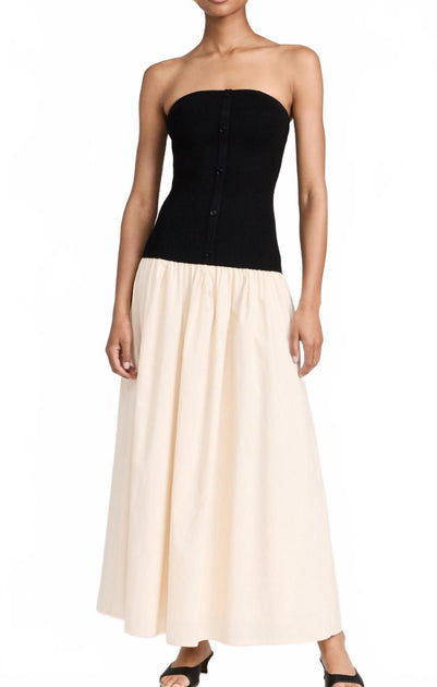 Line and Dot Tanner Combo Maxi Dress Black/Taupe Medium 2