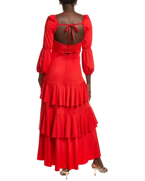 Pascale La Mode Cutout Tiered Midi Dress Red XSmall 3