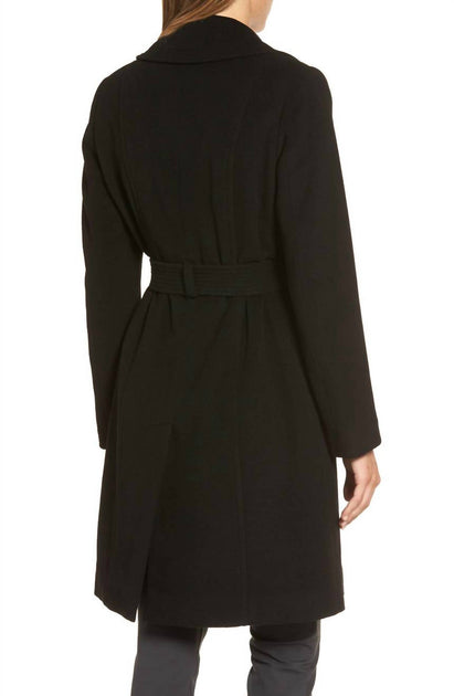 Diane von Furstenberg Wool Wrap Coat Black US 2 3