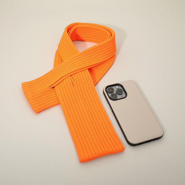 FASHNZFAB Long Ribbed Knit Phone Pouch Orange 2