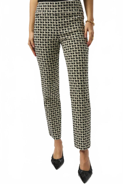 Joseph Ribkoff Checkered Jacquard Slim Ankle Pants Silver US 8 2