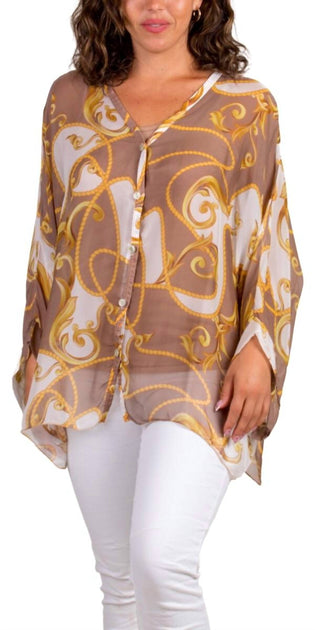 GIGI MODA Angelo Baroque Silk Blouse Orange One Size 2
