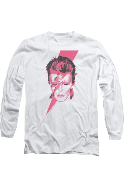 Gildan David Bowie Aladdin Sane Langarm T-Shirt Weiß Medium 2