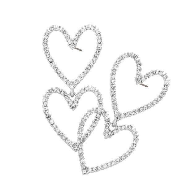 FASHNZFAB Open Heart Link Dangle Earrings Silver 4
