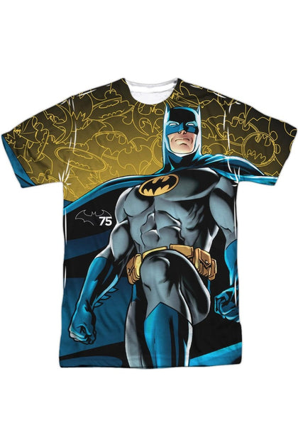 Gildan Batman 75 Glow Short Sleeve Adult Poly Crew Tee Black Medium 2