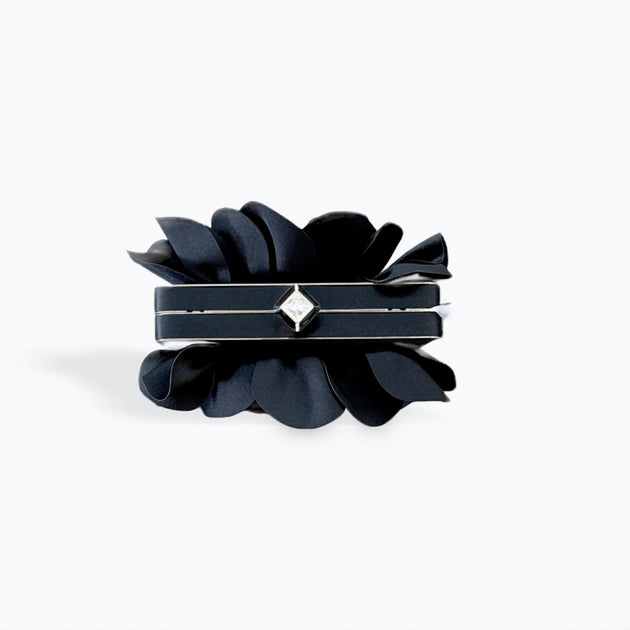 Cejon 3-D Laser Cut Floral Clutch Black One Size 3