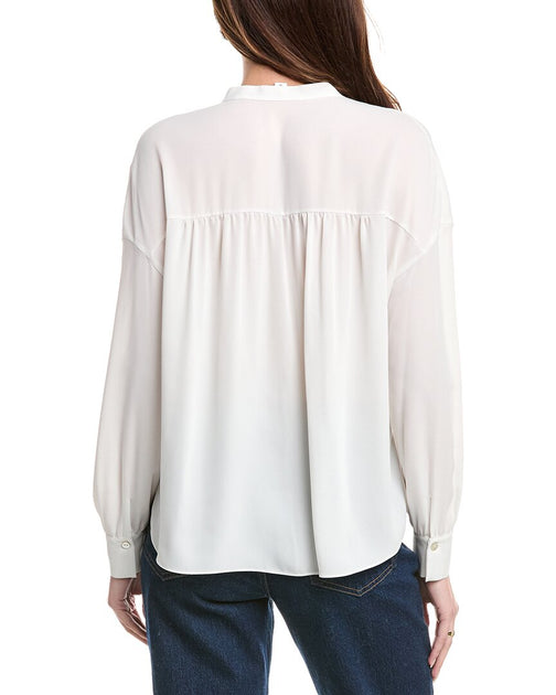 Vince Front Pleat Blouse White Large 3