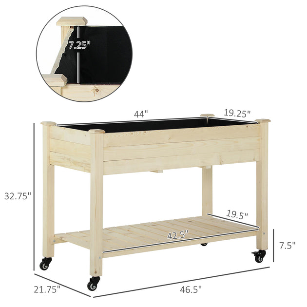 Hivvago Elevated Garden Planter Box Natural Wood 47in 4