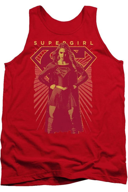Gildan Supergirl Ready Set Tank Top Red Large 2