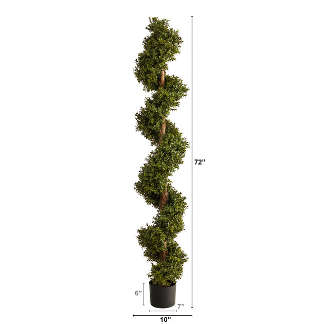 Hivvago Boxwood Spiral Topiary Artificial Tree Green 182.88 cm 3