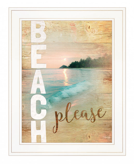 Hivvago Beach Please 1 Framed Print White 3