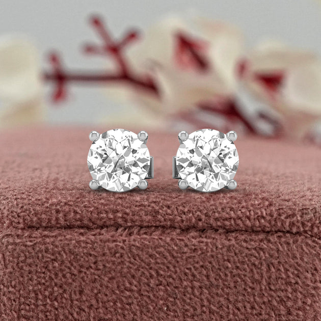 Diamond2Deal Solitaire Stud Earrings Silver 5