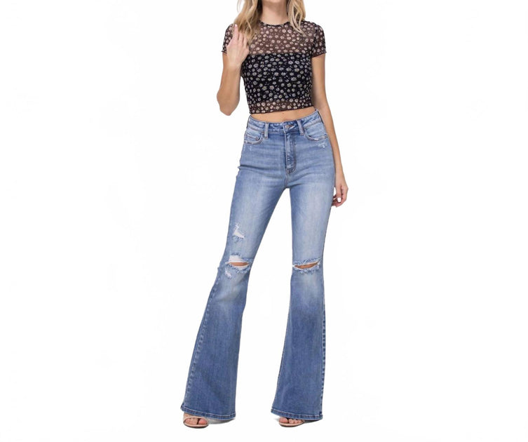 CELLO Slim Fit Super Flare Jeans Bleu US 0 2