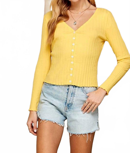 Twenty Ten Long Sleeve Ribbed Cardigan Yellow Large 2