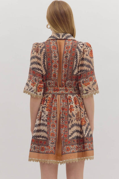 entro Boho Belted Dress Multi Small 3