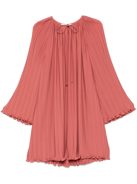 Lanvin Mini Dress Drawstring Neck Pink EU 42 2