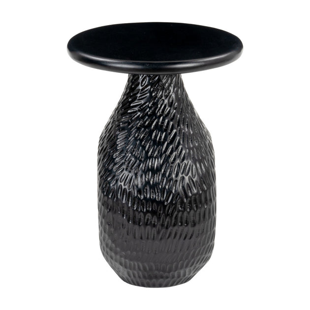 Hivvago 20" Black Solid Wood Round Pedestal End Table 4