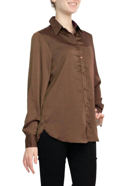 Magaschoni Button-Detail Top Brown Small 3