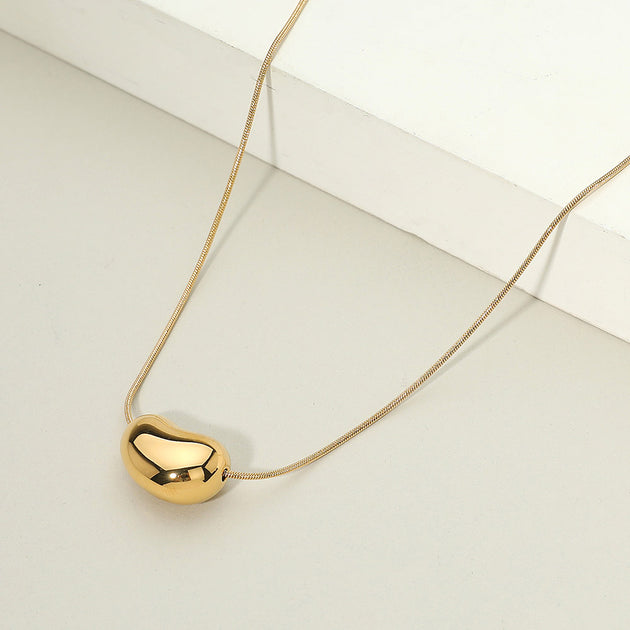 FASHNZFAB Bean Pendant Necklace Gold One Size 2