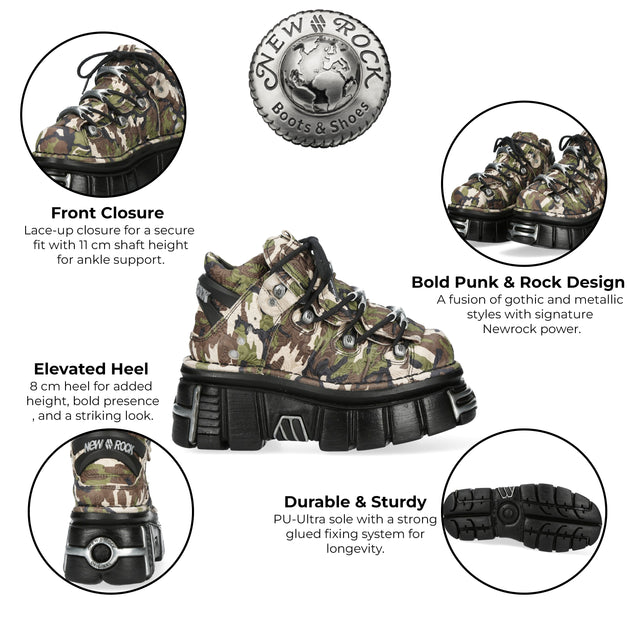 New Rock M-106-C169 Ankle Boots Camouflage EU 39 3