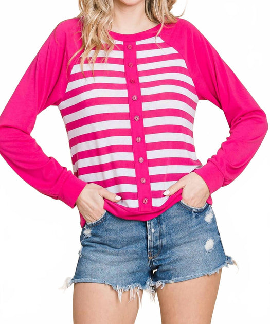Emerald Collection Striped Relaxed Top Pink 3X 2
